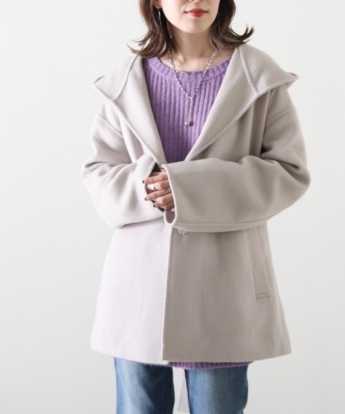 Cheek(チーク)の「ハンドメイドショートコート(その他アウター・レディース・チャコールグレー/グレイッシュベージュ/サックスブルー・MEDIUM)」の21枚目の写真