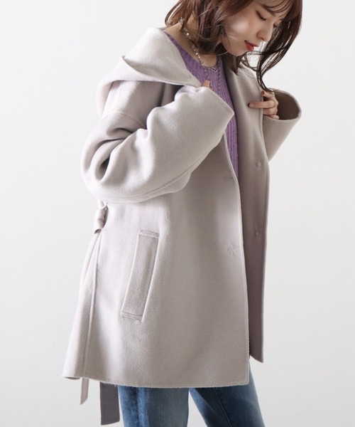 Cheek(チーク)の「ハンドメイドショートコート(その他アウター・レディース・チャコールグレー/グレイッシュベージュ/サックスブルー・MEDIUM)」の15枚目の写真