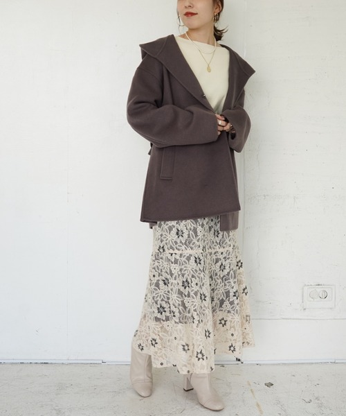 Cheek(チーク)の「ハンドメイドショートコート(その他アウター・レディース・チャコールグレー/グレイッシュベージュ/サックスブルー・MEDIUM)」の6枚目の写真