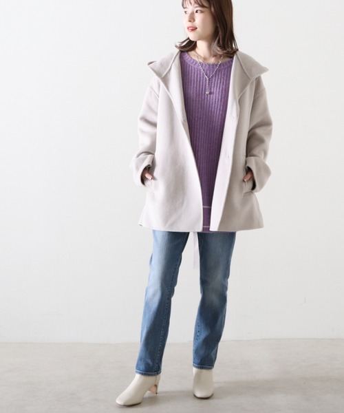 Cheek(チーク)の「ハンドメイドショートコート(その他アウター・レディース・チャコールグレー/グレイッシュベージュ/サックスブルー・MEDIUM)」の14枚目の写真