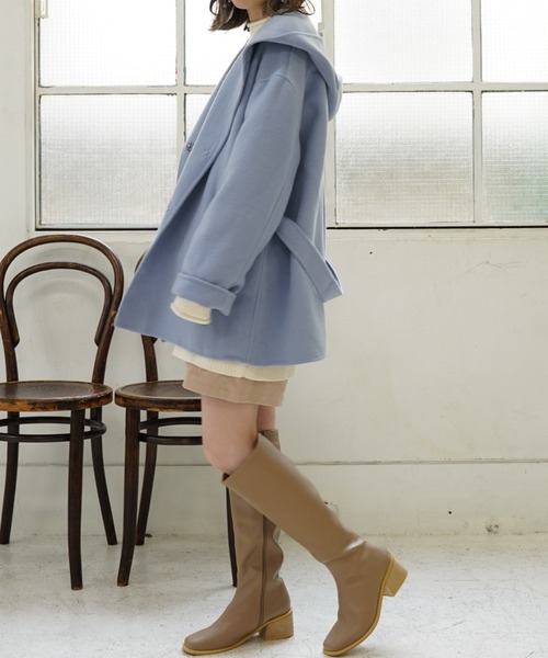 Cheek(チーク)の「ハンドメイドショートコート(その他アウター・レディース・チャコールグレー/グレイッシュベージュ/サックスブルー・MEDIUM)」の4枚目の写真