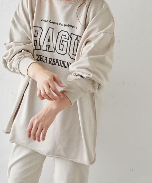 PUAL CE CIN（ピュアルセシン）の「ピグメント裏毛プルオーバー（Tシャツ/カットソー・レディース・グレー/チャコールグレー/ベージュ/グリーン/ローズ・FREE）」の3枚目の写真