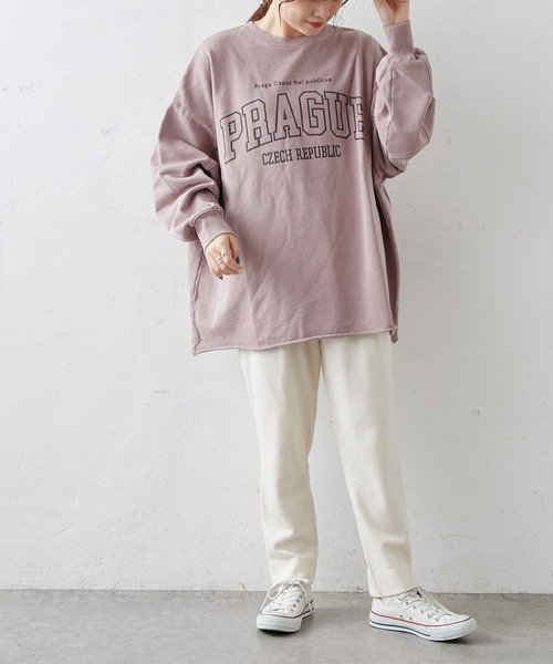 PUAL CE CIN（ピュアルセシン）の「ピグメント裏毛プルオーバー（Tシャツ/カットソー・レディース・グレー/チャコールグレー/ベージュ/グリーン/ローズ・FREE）」の5枚目の写真