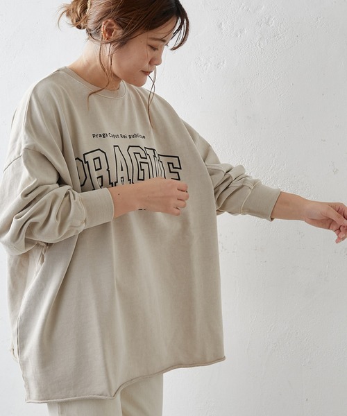 PUAL CE CIN（ピュアルセシン）の「ピグメント裏毛プルオーバー（Tシャツ/カットソー・レディース・グレー/チャコールグレー/ベージュ/グリーン/ローズ・FREE）」の14枚目の写真