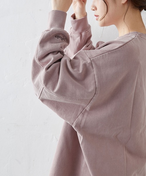 PUAL CE CIN（ピュアルセシン）の「ピグメント裏毛プルオーバー（Tシャツ/カットソー・レディース・グレー/チャコールグレー/ベージュ/グリーン/ローズ・FREE）」の15枚目の写真