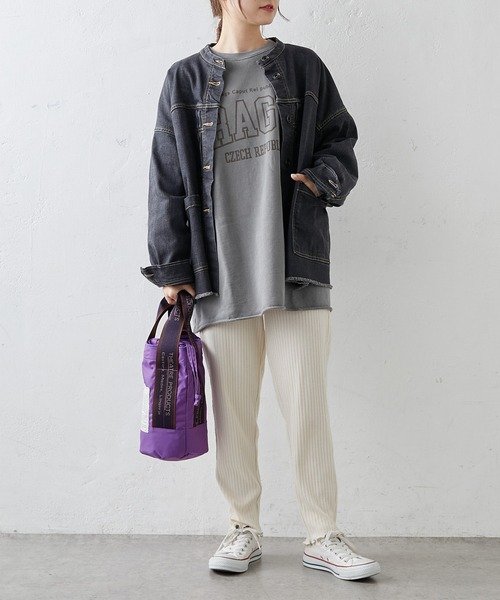 PUAL CE CIN（ピュアルセシン）の「ピグメント裏毛プルオーバー（Tシャツ/カットソー・レディース・グレー/チャコールグレー/ベージュ/グリーン/ローズ・FREE）」の12枚目の写真