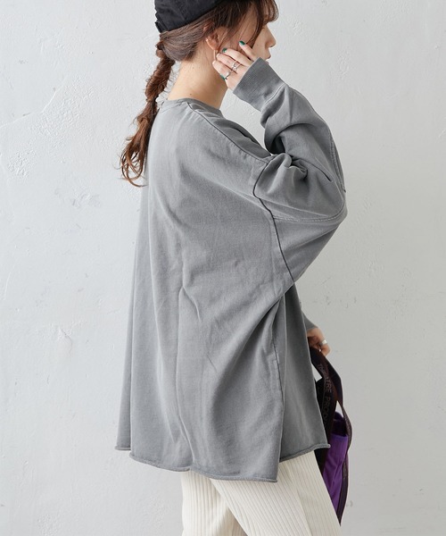 PUAL CE CIN（ピュアルセシン）の「ピグメント裏毛プルオーバー（Tシャツ/カットソー・レディース・グレー/チャコールグレー/ベージュ/グリーン/ローズ・FREE）」の16枚目の写真