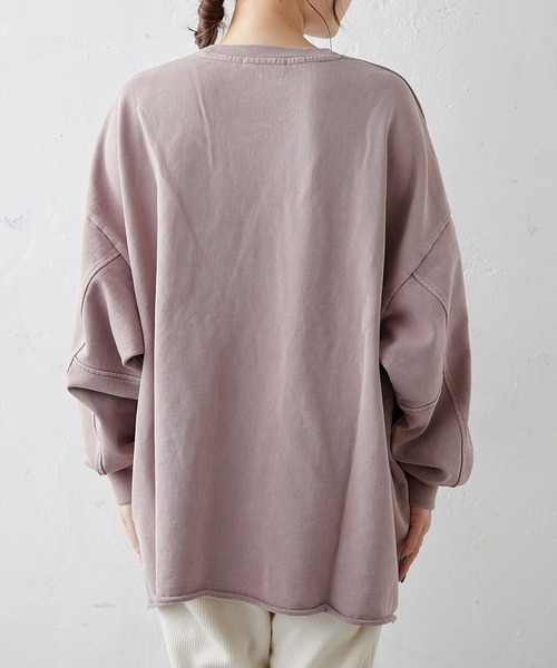 PUAL CE CIN（ピュアルセシン）の「ピグメント裏毛プルオーバー（Tシャツ/カットソー・レディース・グレー/チャコールグレー/ベージュ/グリーン/ローズ・FREE）」の17枚目の写真