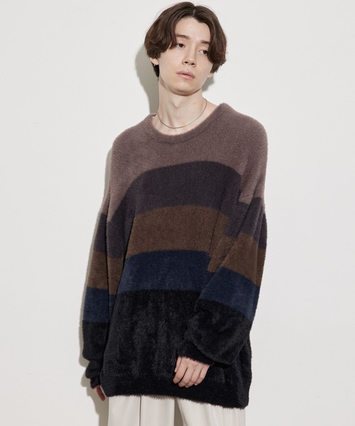 サイドジップ シャギー ルーズ ニット オーバーサイズ 韓国 JUNRED（ジュンレッド）の「シャギールーズニットプルオーバー