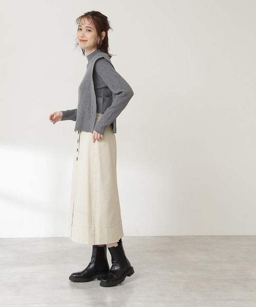 N.（N. Natural Beauty Basic）（エヌエヌナチュラルビューティーベーシック）の「◆ボトルネックベストニットセット（ニット/セーター・レディース・ベージュ/グレー/オフホワイト・MEDIUM）」の7枚目の写真