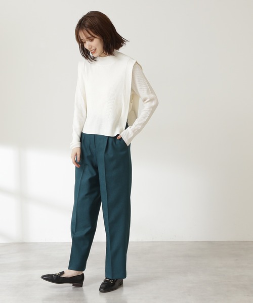 N.（N. Natural Beauty Basic）（エヌエヌナチュラルビューティーベーシック）の「◆ボトルネックベストニットセット（ニット/セーター・レディース・ベージュ/グレー/オフホワイト・MEDIUM）」の4枚目の写真