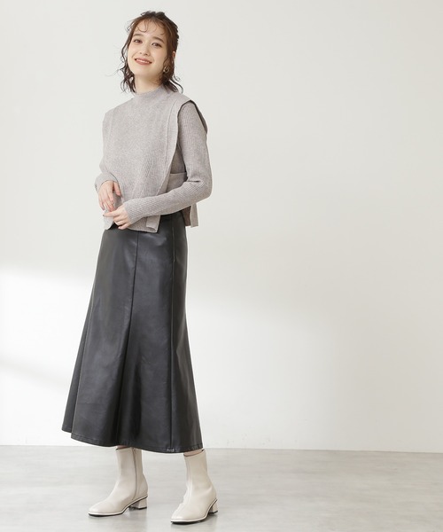 N.（N. Natural Beauty Basic）（エヌエヌナチュラルビューティーベーシック）の「◆ボトルネックベストニットセット（ニット/セーター・レディース・ベージュ/グレー/オフホワイト・MEDIUM）」の9枚目の写真