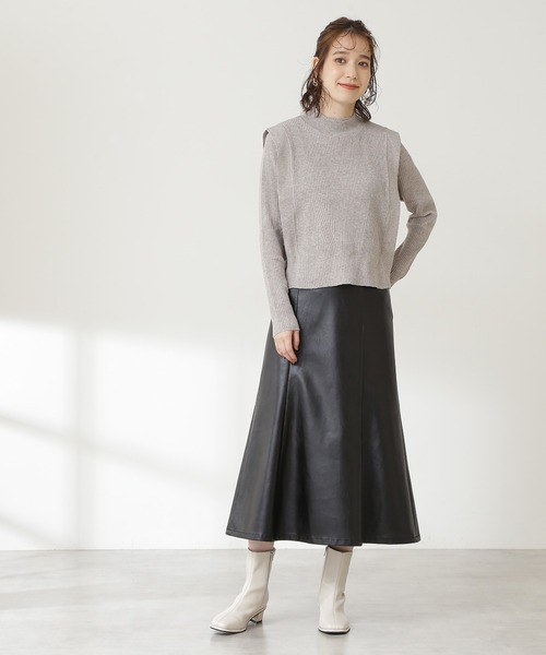 N.（N. Natural Beauty Basic）（エヌエヌナチュラルビューティーベーシック）の「◆ボトルネックベストニットセット（ニット/セーター・レディース・ベージュ/グレー/オフホワイト・MEDIUM）」の8枚目の写真