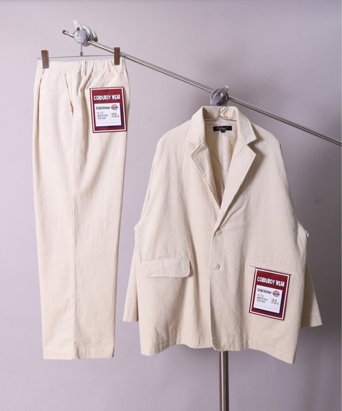 BAYBLO（ベイブロ）の「【ユニセックス】オーバーサイズ コーデュロイ 2B ワイド テーラードジャケット(BG)（テーラードジャケット・メンズ・ブラック/ダークグリーン/ダークブラウン/アイボリー/ブルーグレー・MEDIUM/LARGE）」の9枚目の写真