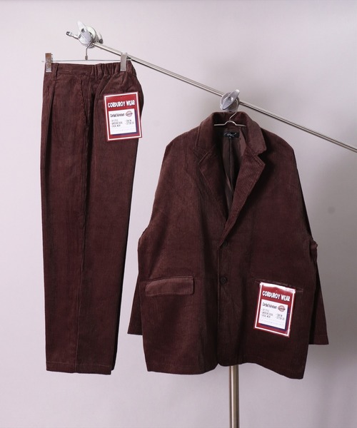 BAYBLO（ベイブロ）の「【ユニセックス】オーバーサイズ コーデュロイ 2B ワイド テーラードジャケット(BG)（テーラードジャケット・メンズ・ブラック/ダークグリーン/ダークブラウン/アイボリー/ブルーグレー・MEDIUM/LARGE）」の12枚目の写真