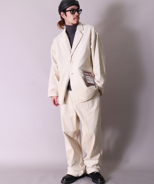 BAYBLO（ベイブロ）の「【ユニセックス】オーバーサイズ コーデュロイ 2B ワイド テーラードジャケット(BG)（テーラードジャケット・メンズ・ブラック/ダークグリーン/ダークブラウン/アイボリー/ブルーグレー・MEDIUM/LARGE）」の15枚目の写真