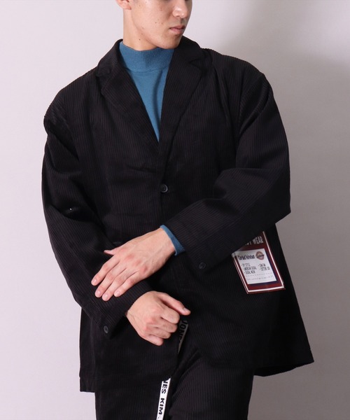 BAYBLO（ベイブロ）の「【ユニセックス】オーバーサイズ コーデュロイ 2B ワイド テーラードジャケット(BG)（テーラードジャケット・メンズ・ブラック/ダークグリーン/ダークブラウン/アイボリー/ブルーグレー・MEDIUM/LARGE）」の18枚目の写真