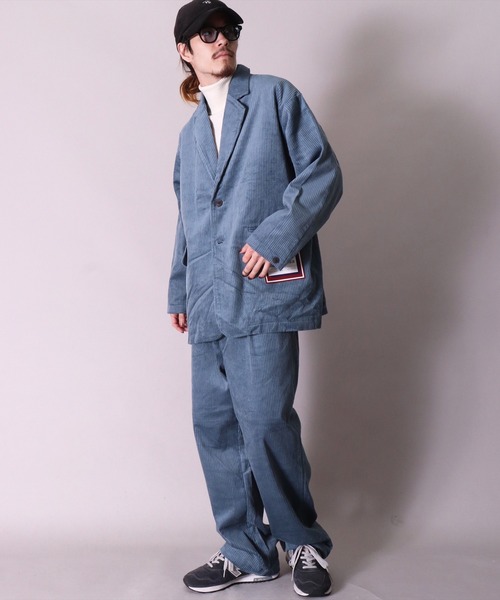 BAYBLO（ベイブロ）の「【ユニセックス】オーバーサイズ コーデュロイ 2B ワイド テーラードジャケット(BG)（テーラードジャケット・メンズ・ブラック/ダークグリーン/ダークブラウン/アイボリー/ブルーグレー・MEDIUM/LARGE）」の19枚目の写真