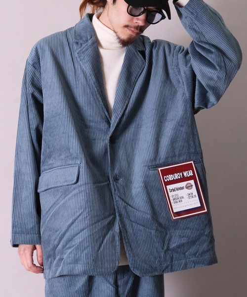 BAYBLO（ベイブロ）の「【ユニセックス】オーバーサイズ コーデュロイ 2B ワイド テーラードジャケット(BG)（テーラードジャケット・メンズ・ブラック/ダークグリーン/ダークブラウン/アイボリー/ブルーグレー・MEDIUM/LARGE）」の20枚目の写真