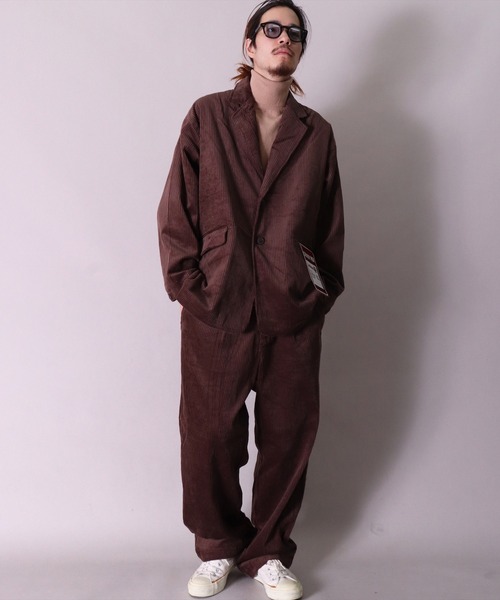 BAYBLO（ベイブロ）の「【ユニセックス】オーバーサイズ コーデュロイ 2B ワイド テーラードジャケット(BG)（テーラードジャケット・メンズ・ブラック/ダークグリーン/ダークブラウン/アイボリー/ブルーグレー・MEDIUM/LARGE）」の21枚目の写真