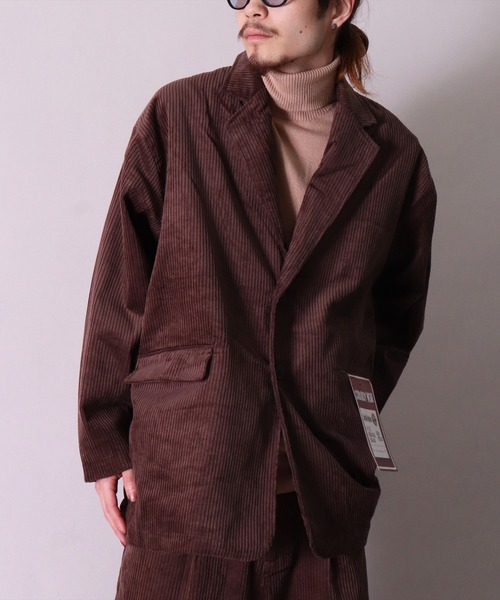 BAYBLO（ベイブロ）の「【ユニセックス】オーバーサイズ コーデュロイ 2B ワイド テーラードジャケット(BG)（テーラードジャケット・メンズ・ブラック/ダークグリーン/ダークブラウン/アイボリー/ブルーグレー・MEDIUM/LARGE）」の22枚目の写真