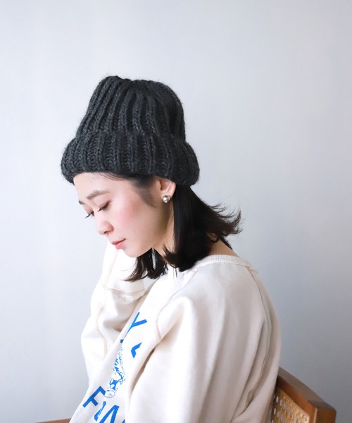 SLOBE IENA（スローブイエナ）の「【CF】ニットキャップ【手洗い可】◆（ニットキャップ/ビーニー・レディース・ベージュ/チャコールグレー/アイボリー・FREE）」の3枚目の写真