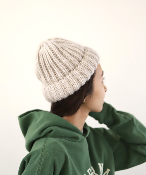 SLOBE IENA（スローブイエナ）の「【CF】ニットキャップ【手洗い可】◆（ニットキャップ/ビーニー・レディース・ベージュ/チャコールグレー/アイボリー・FREE）」の2枚目の写真
