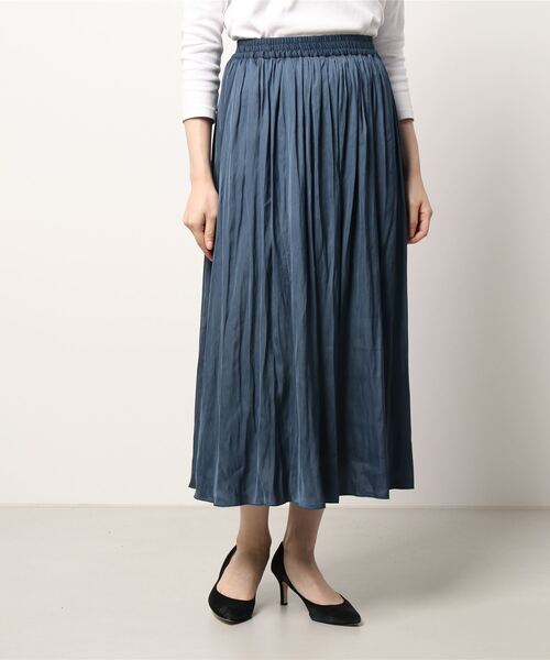 Samansa Mos2 blue（サマンサモスモスブルー）の「チンツ加工ワッシャープリーツスカート（スカート・レディース・グレー/ブルー/ピンク・ﾌﾘ-）」の6枚目の写真