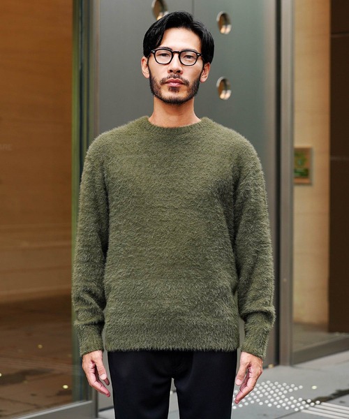 roshell（ロシェル）の「ふっくらもちもち クルーネック シャギーニット セーター（ニット/セーター・メンズ・ホワイト/ブラック/ブルー/ライトグレー/グレー/グレイッシュベージュ/ブラウン系その他/オリーブ/チャコールグレー/ブラック系その他/ブルー系その他/モカ/グレー系その他・SMALL/MEDIUM/LARGE/X-LARGE）」の22枚目の写真