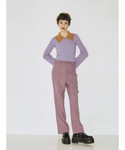 jouetie（ジュエティ）の「ストレートタックパンツ【WEB限定】（スラックス・レディース・ブラック/パープル/ネイビー/ブラウン/レッド/ピンク/イエロー/ブルー/グリーン・MEDIUM）」の15枚目の写真