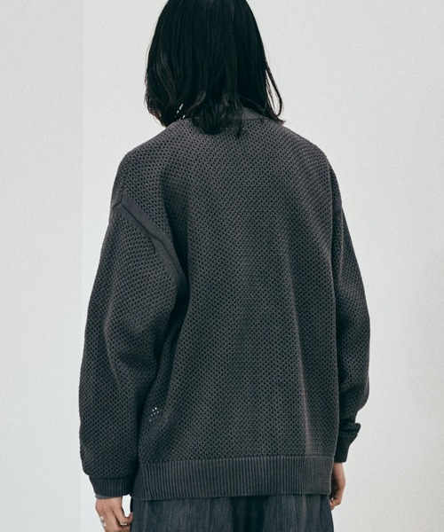 WYM LIDNM（ウィム バイ リドム）の「MESH WIDE CARDIGAN（カーディガン/ボレロ・メンズ・グリーン/モカ/チャコール・S/M/L）」の7枚目の写真
