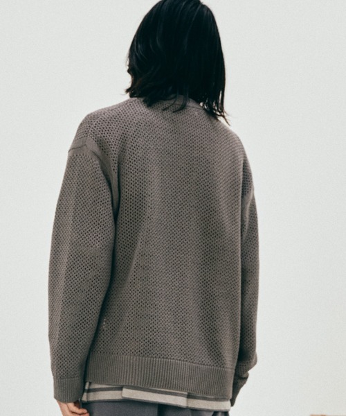 WYM LIDNM（ウィム バイ リドム）の「MESH WIDE CARDIGAN（カーディガン/ボレロ・メンズ・グリーン/モカ/チャコール・S/M/L）」の11枚目の写真