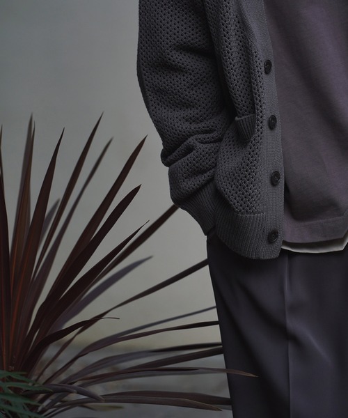 WYM LIDNM（ウィム バイ リドム）の「MESH WIDE CARDIGAN（カーディガン/ボレロ・メンズ・グリーン/モカ/チャコール・S/M/L）」の20枚目の写真