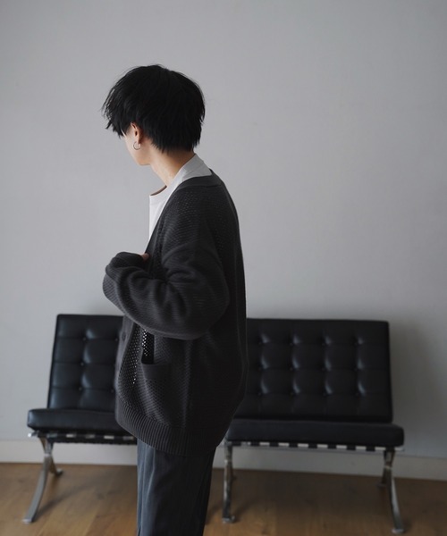 WYM LIDNM（ウィム バイ リドム）の「MESH WIDE CARDIGAN（カーディガン/ボレロ・メンズ・グリーン/モカ/チャコール・S/M/L）」の17枚目の写真