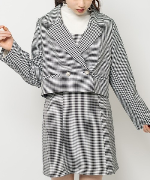 OLIVE des OLIVE(オリーブデオリーブ)の「ヘルシースタイルショート丈ジャケット(テーラードジャケット・レディース・ライトグレー/ブラック/ワンウォッシュ/ミント・FREE)」の8枚目の写真