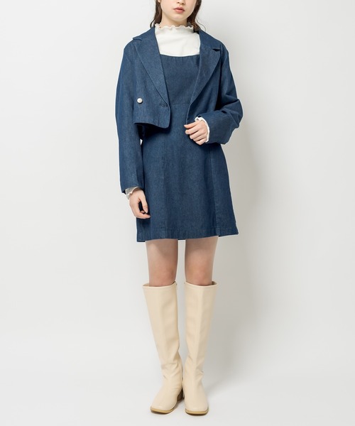 OLIVE des OLIVE(オリーブデオリーブ)の「ヘルシースタイルショート丈ジャケット(テーラードジャケット・レディース・ライトグレー/ブラック/ワンウォッシュ/ミント・FREE)」の11枚目の写真