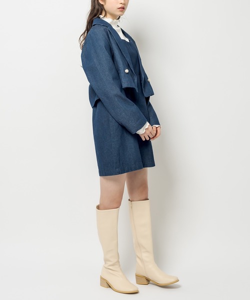 OLIVE des OLIVE(オリーブデオリーブ)の「ヘルシースタイルショート丈ジャケット(テーラードジャケット・レディース・ライトグレー/ブラック/ワンウォッシュ/ミント・FREE)」の12枚目の写真