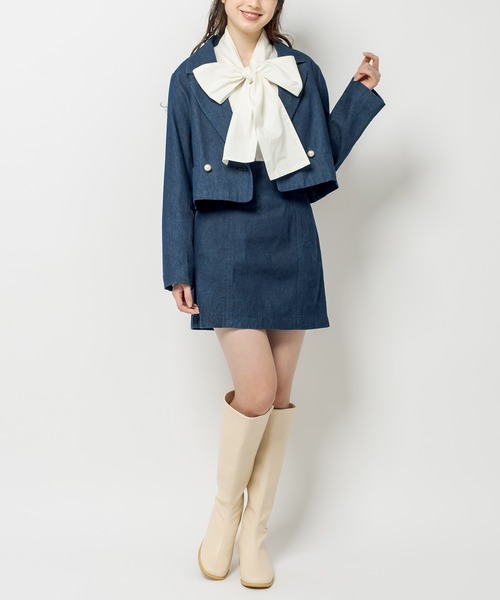 OLIVE des OLIVE(オリーブデオリーブ)の「ヘルシースタイルショート丈ジャケット(テーラードジャケット・レディース・ライトグレー/ブラック/ワンウォッシュ/ミント・FREE)」の17枚目の写真