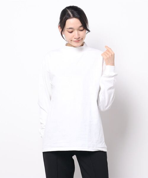 CalCru（カルクルー）の「【Cal Cru】(UN) モックネックカットソー（Tシャツ/カットソー・メンズ・ホワイト/ブラック/ネイビー/グレー/グリーン・MEDIUM/LARGE/X-LARGE）」の2枚目の写真