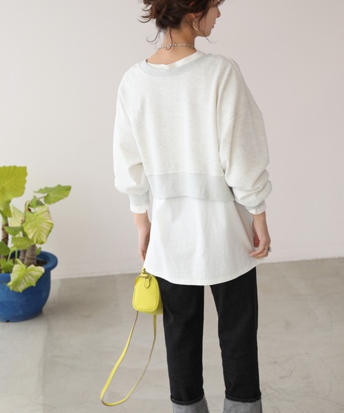 frames RAY CASSIN（フレームスレイカズン）の「WEB限定　前後２ＷＡＹ裏毛スナップボタンカーデ　セットアップ着用可（カーディガン/ボレロ・レディース・オレンジ/イエロー×グリーン/スミクロ/杢グレー・FREE）」の11枚目の写真