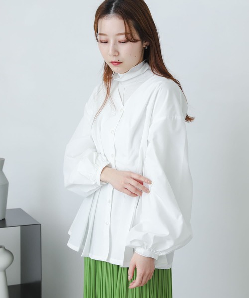 SENSE OF PLACE by URBAN RESEARCH（センスオブプレイスバイアーバンリサーチ）の「Vネックウエストマークブラウス（シャツ/ブラウス・レディース・ブラック/ライトブルー/オフホワイト・ONE）」の5枚目の写真