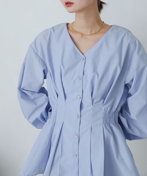 SENSE OF PLACE by URBAN RESEARCH（センスオブプレイスバイアーバンリサーチ）の「Vネックウエストマークブラウス（シャツ/ブラウス・レディース・ブラック/ライトブルー/オフホワイト・ONE）」の17枚目の写真