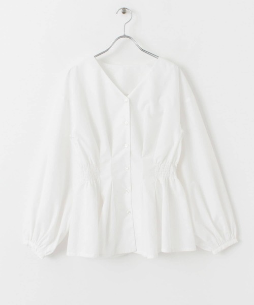 SENSE OF PLACE by URBAN RESEARCH（センスオブプレイスバイアーバンリサーチ）の「Vネックウエストマークブラウス（シャツ/ブラウス・レディース・ブラック/ライトブルー/オフホワイト・ONE）」の22枚目の写真