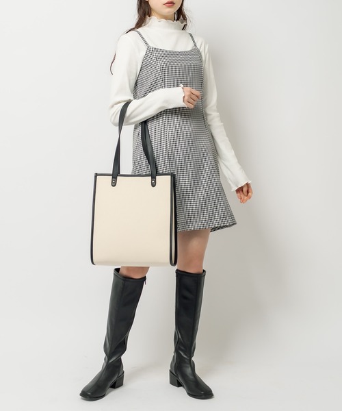 OLIVE des OLIVE（オリーブデオリーブ）の「タテ長トリミングトートバッグ（トートバッグ・レディース・ピンク/サックスブルー/ブラック/ライトベージュ・FREE）」の8枚目の写真