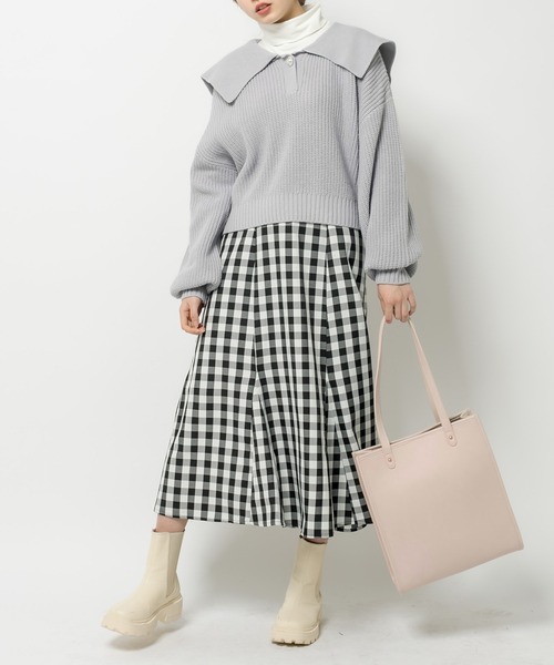 OLIVE des OLIVE（オリーブデオリーブ）の「タテ長トリミングトートバッグ（トートバッグ・レディース・ピンク/サックスブルー/ブラック/ライトベージュ・FREE）」の14枚目の写真