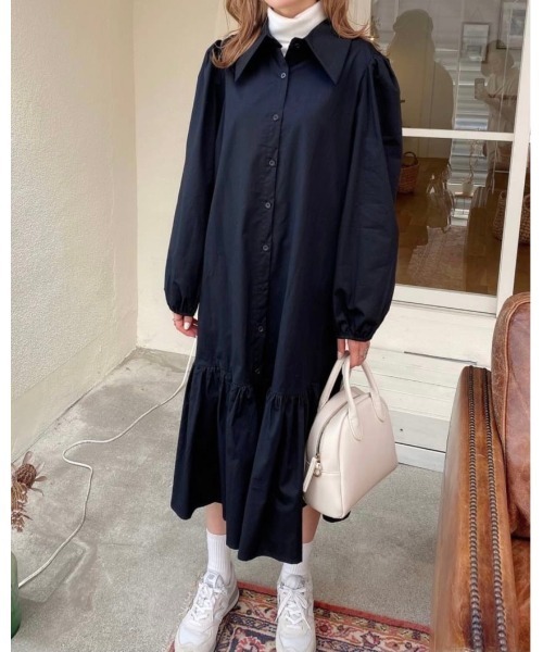 DAIS-Y(デイジー)の「パフスリーブワンピース(シャツワンピース・レディース・ブラック/グリーン・FREE)」の16枚目の写真