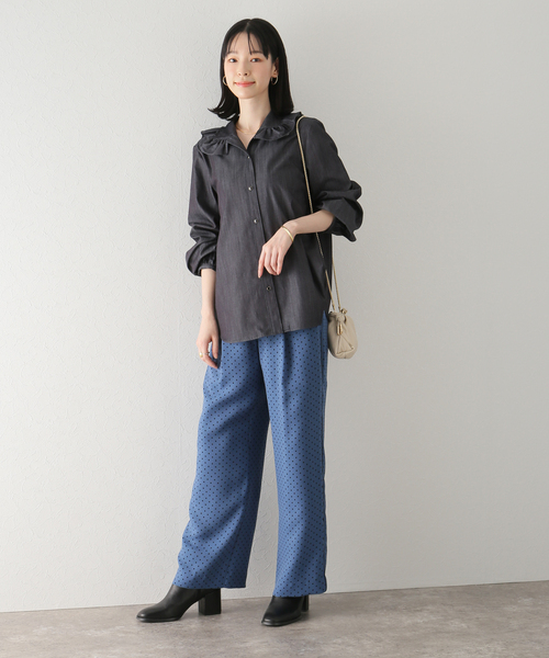 La TOTALITE(ラトータリテ)の「ドットツイルタックワイドパンツ(その他パンツ・レディース・オリーブ/ネイビー/サックスブルー・36/38)」の14枚目の写真