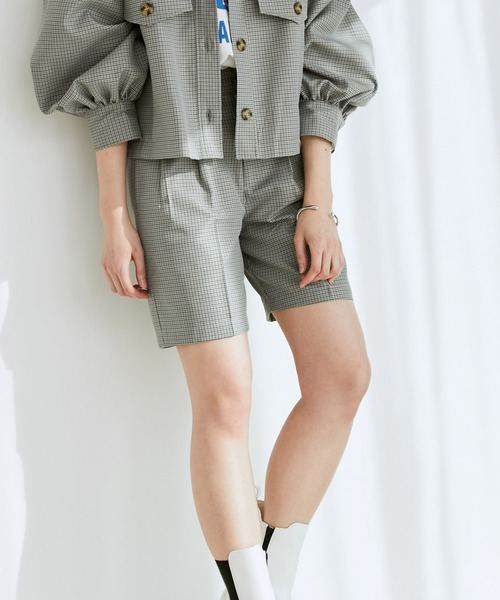 vis-`a-vis(ビサビ)の「【WEB限定】チェック柄ショートパンツ【セットアップ対応】(スラックス・レディース・グリーン/グレー・S/M)」の5枚目の写真
