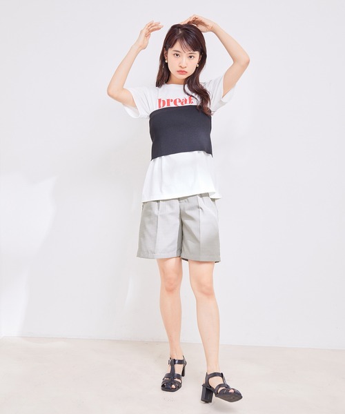 vis-`a-vis(ビサビ)の「【WEB限定】チェック柄ショートパンツ【セットアップ対応】(スラックス・レディース・グリーン/グレー・S/M)」の6枚目の写真