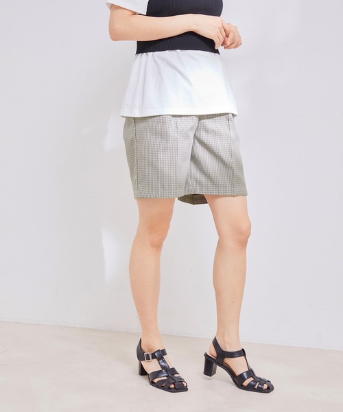 vis-`a-vis(ビサビ)の「【WEB限定】チェック柄ショートパンツ【セットアップ対応】(スラックス・レディース・グリーン/グレー・S/M)」の9枚目の写真